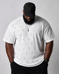 4XL-11XL Summer Hollow Texture Large Size T-shirt