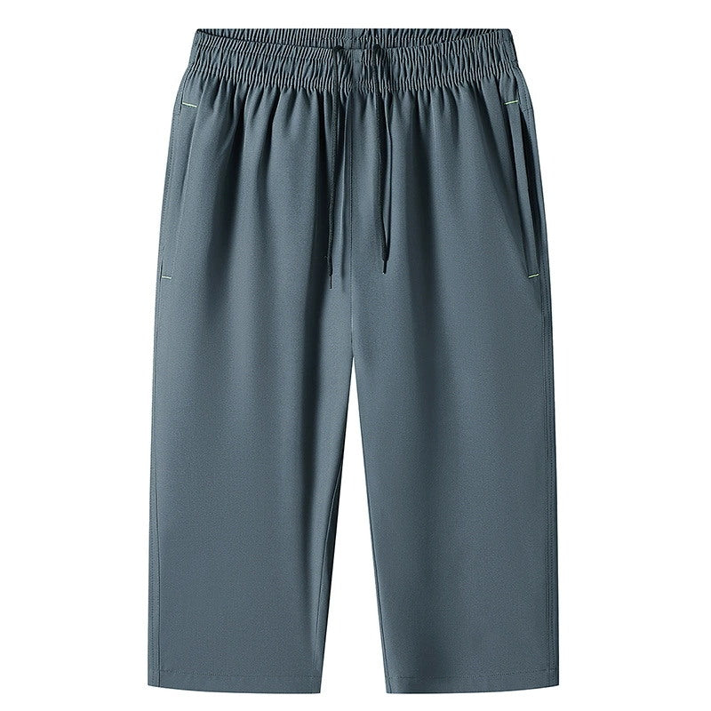 M-8XL Men's Six-point Pants Loose Solid Color Casual Cropped Pants