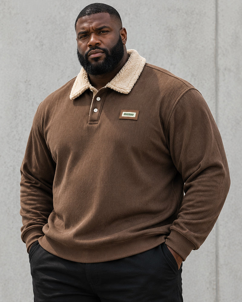 M-3XL Solid Color Lapel Pullover Sweater