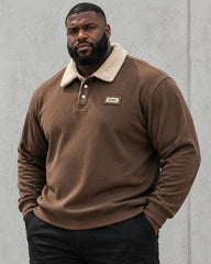 M-3XL Solid Color Lapel Pullover Sweater