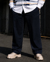 Big & Tall Men's Horizontal Stripe Printed Long Sleeve Shirt Pants Set