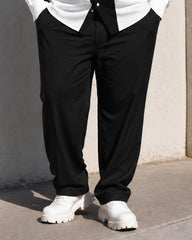 Big & Tall Men's Yellow Black And White Square Print Long Sleeve Shirt Pants Set