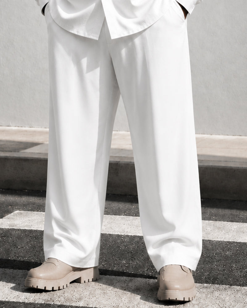 Big & Tall Men's Geometric Print Stand Collar Long Sleeve Shirt Trousers Set