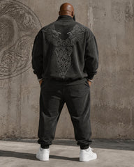 Big & Tall Men's Double Eagle Celtic Print Half-Zip Sweat Set
