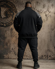Big & Tall Men's Tree Of Life Rune Print Half-Zip Sweat Set