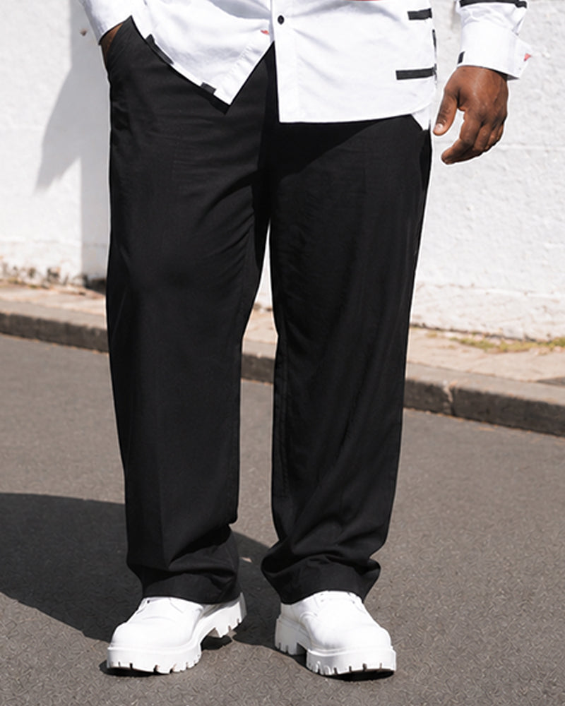 Big & Tall Men's Red, White And Black Printed Long Sleeve Shirt And Pants Set