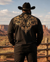 Big & Tall Men's Vintage Vine Print Long Sleeve Shirt