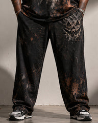 Big & Tall Men's Halloween Pumpkin Ghost Print T-Shirt Pants Set