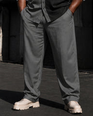 Big & Tall Men's Three-color Stitching Contrast Printed Long Sleeve Shirt Trousers Suit