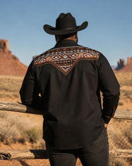 Big & Tall Men's Navajo Geometric Print Long Sleeve Shirt