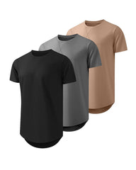 S-4XL Men's Three-Piece Hip-Hop Style Long Pullover T-Shirt