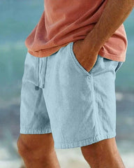 S-3XL Cotton And Linen Solid Color Beach Casual Shorts