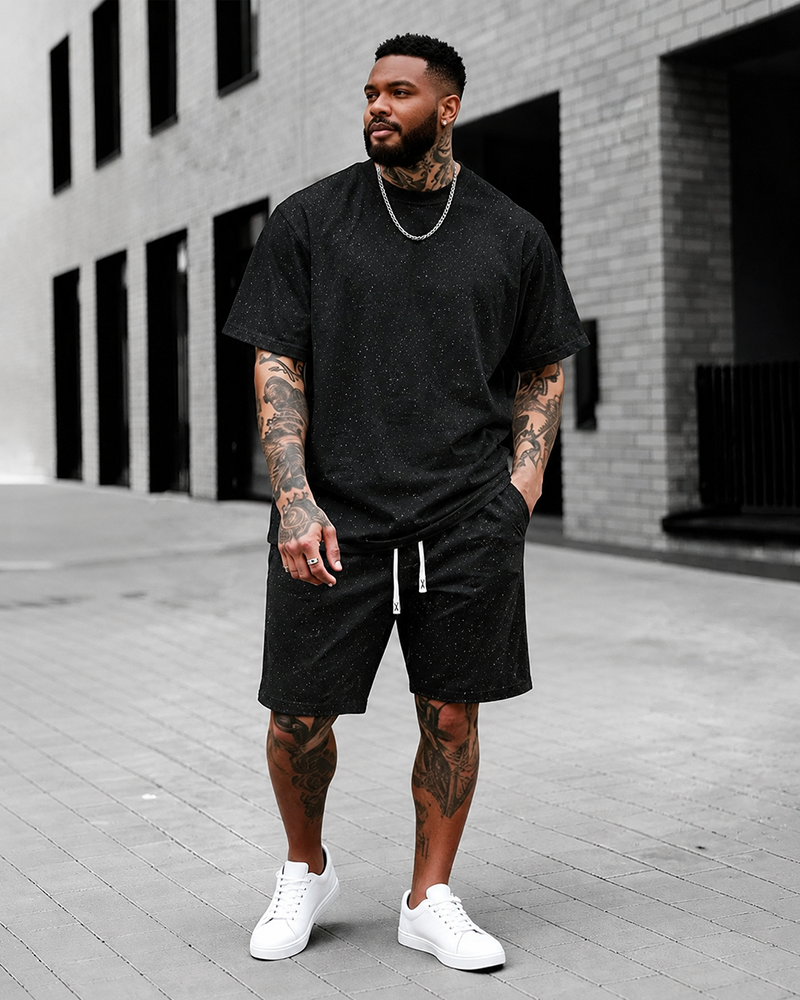 4XL-11XL Plus Size Men's Two-Piece Short-Sleeved Shorts
