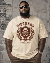 Big & Tall Men's Vintage Shield Wheat Badge Top Hat Printed Crewneck Short Sleeve T-Shirt