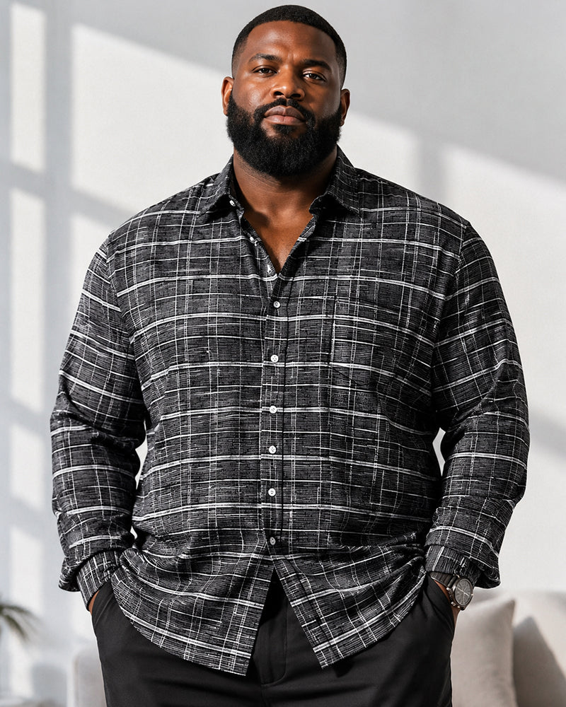 Big & Tall Men's Long Sleeve Printed Check Shirt