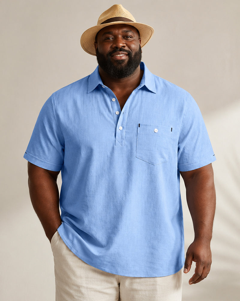 S-3XL Men's Casual Cotton Linen Short-sleeved Thin Shirt With Leck
