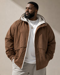 5XL-11XL Large Size Men's Fleece Hooded Jacket Windproof Double-Sided Wearing