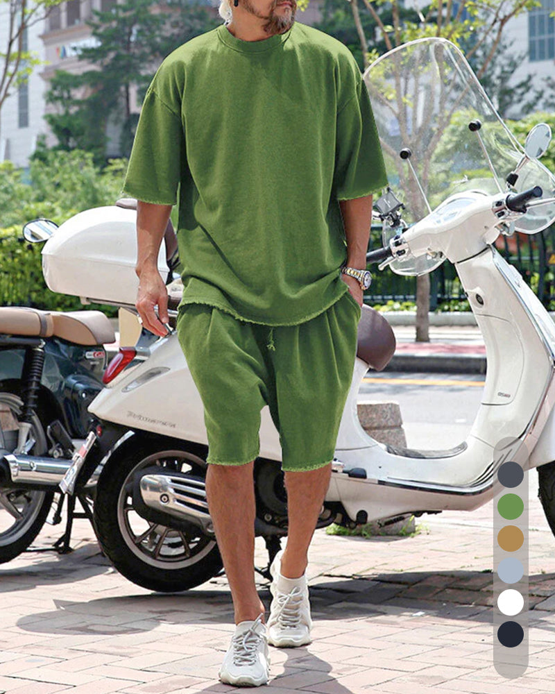 M-8XL Casual Loose Fit Solid Sports Sets