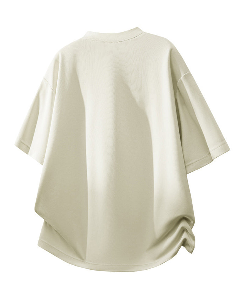 M-4XL Solid Color Deconstructed Cropped T-Shirt
