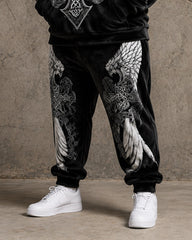 Big & Tall Men's Double Eagle Celtic Cross Print Half Zip Sweat Set