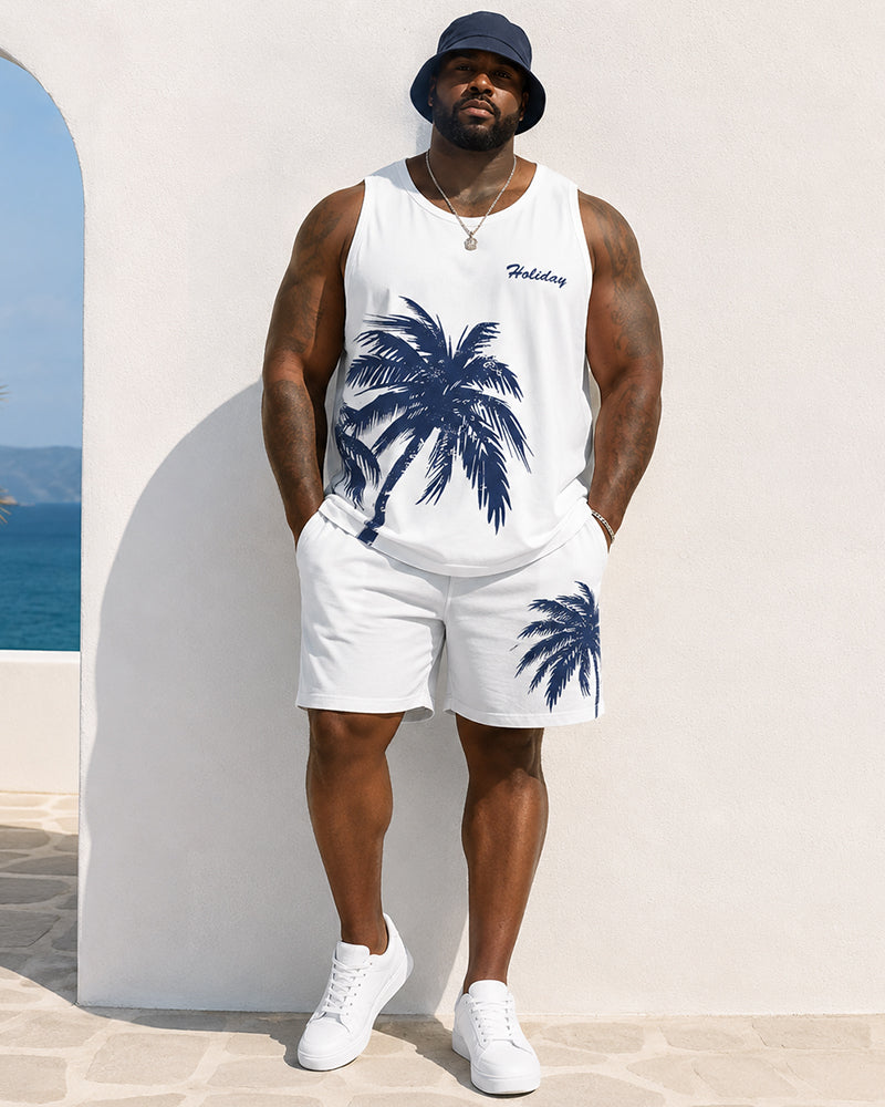 Big & Tall Men's Coconut Holiday Print Tank Top Shorts Set