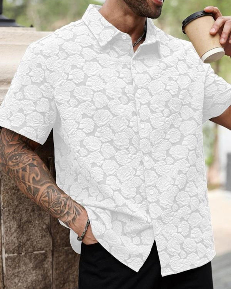 Big & Tall Men's Vintage Floral Print Short Sleeve Shirt