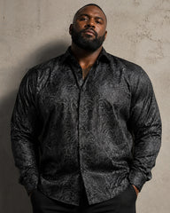 Big & Tall Men's Paisley Dark Jacquard Long Sleeve Shirt