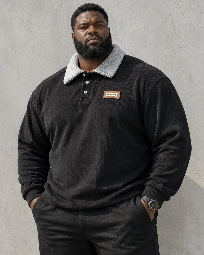 M-3XL Solid Color Lapel Pullover Sweater
