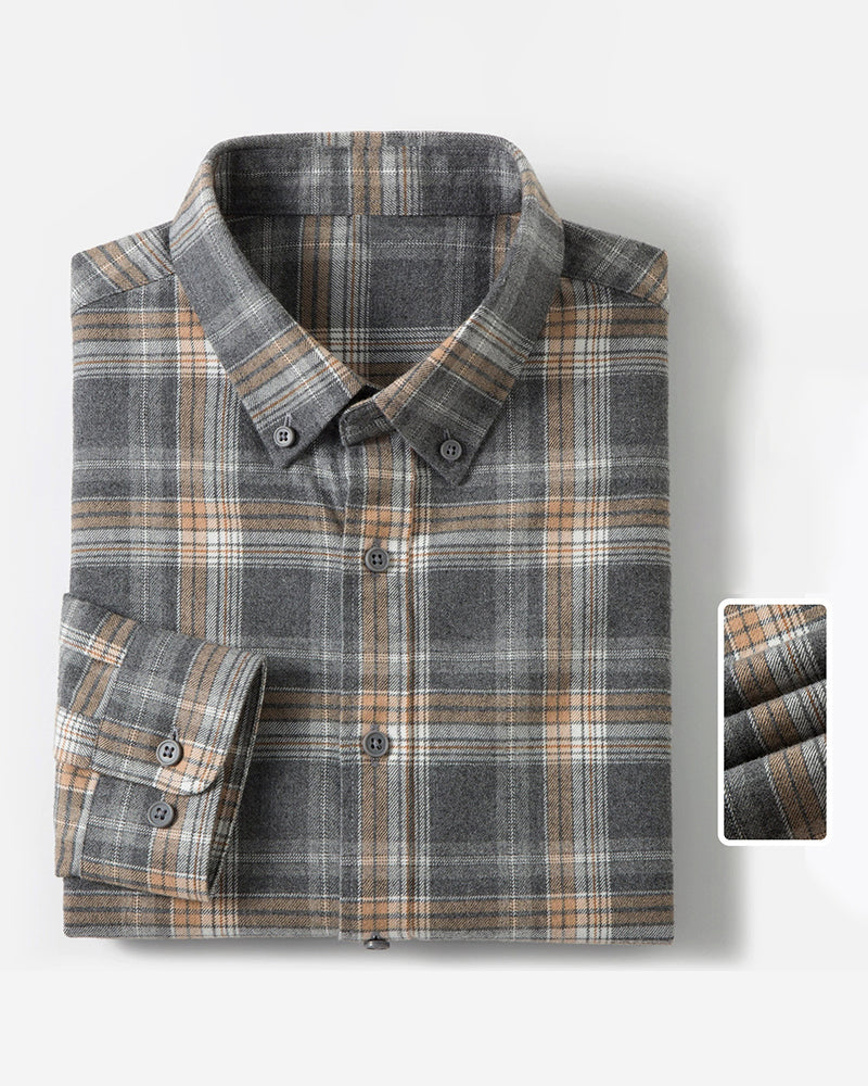 S-4XL Retro Casual Men's Check Shirt [cotton Sanding]]
