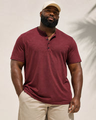 S-2XL Men's Henry Collar Solid Color Casual Short Sleeve T-Shirt