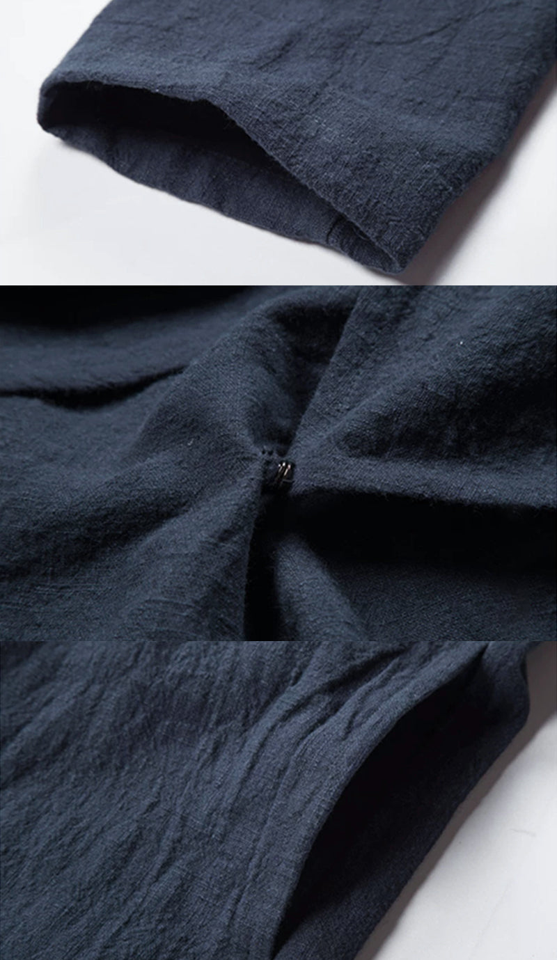 S-4XL Men's Cotton Linen Long Irregular Cape Long Sleeve Jacket