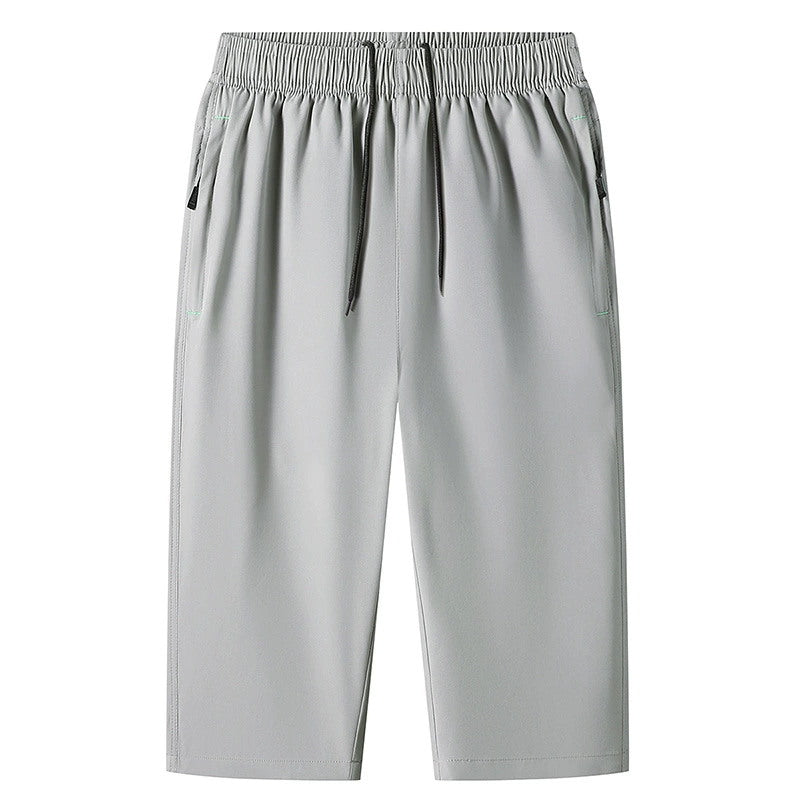 M-8XL Men's Six-point Pants Loose Solid Color Casual Cropped Pants