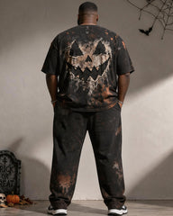 Big & Tall Men's Halloween Pumpkin Ghost Print T-Shirt Pants Set