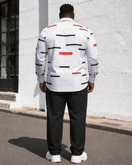 Big & Tall Men's Red, White And Black Printed Long Sleeve Shirt And Pants Set