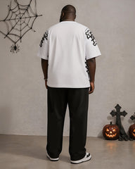 Big & Tall Men's Halloween Stitch Skull Bone Print T-Shirt Pants Set