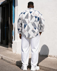 Big & Tall Men's Triangular Geometric Print Long Sleeve Shirt Pants Set