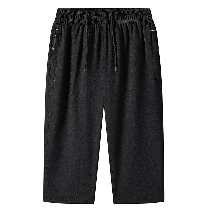 M-8XL Men's Six-point Pants Loose Solid Color Casual Cropped Pants