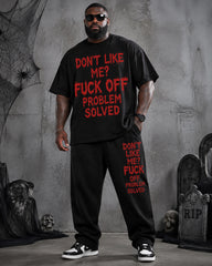 Big & Tall Men's Halloween Dark Letter Print T-Shirt Pants Set