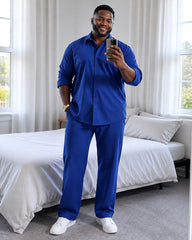 Big & Tall Men's Royal Blue Long Sleeve Shirt Pants Set