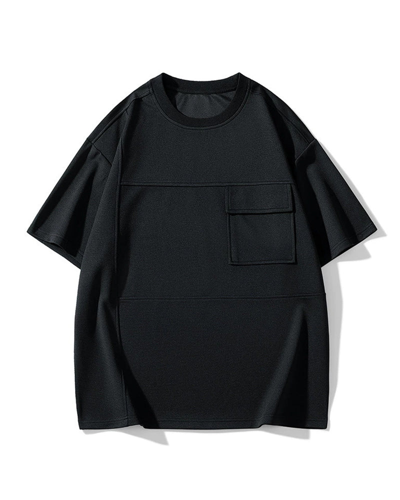 M-8XL Ice Silk Workwear Pocket Short-sleeved T-shirt