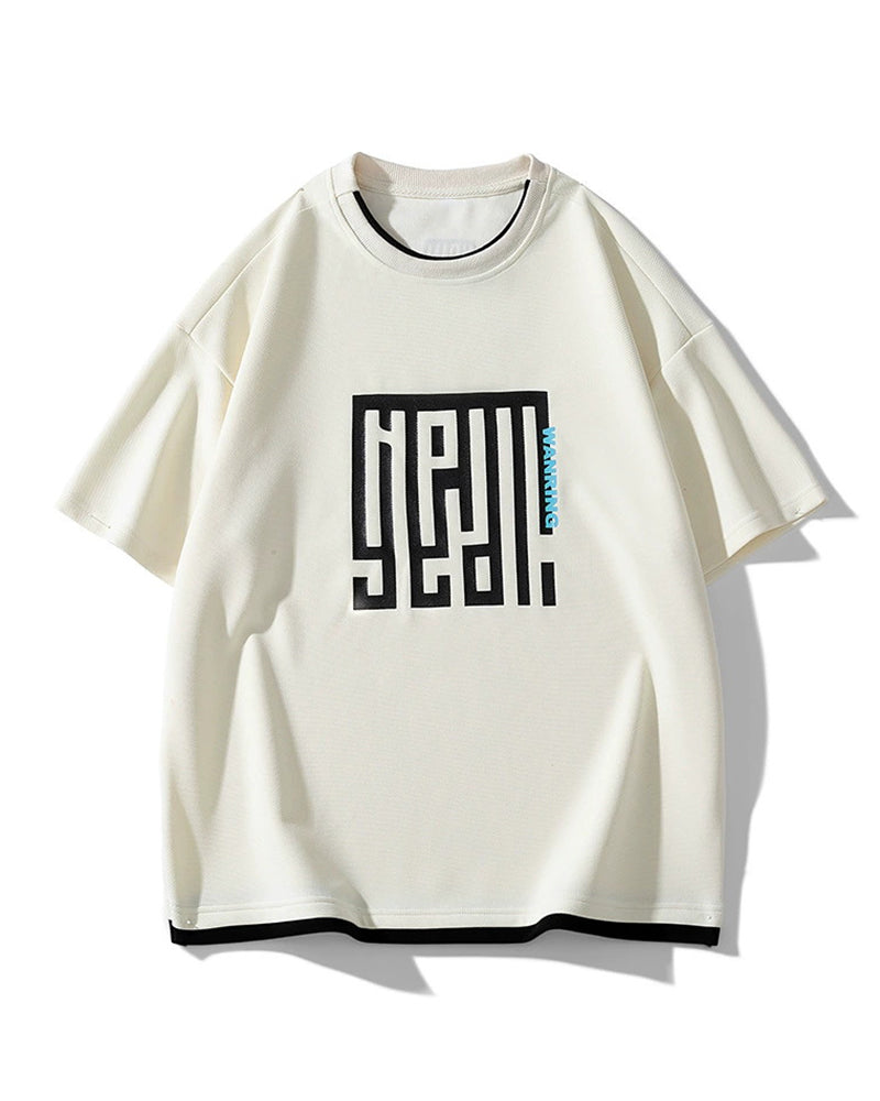 M-8XL Thin Half Sleeve Ice Silk Crewneck Tee