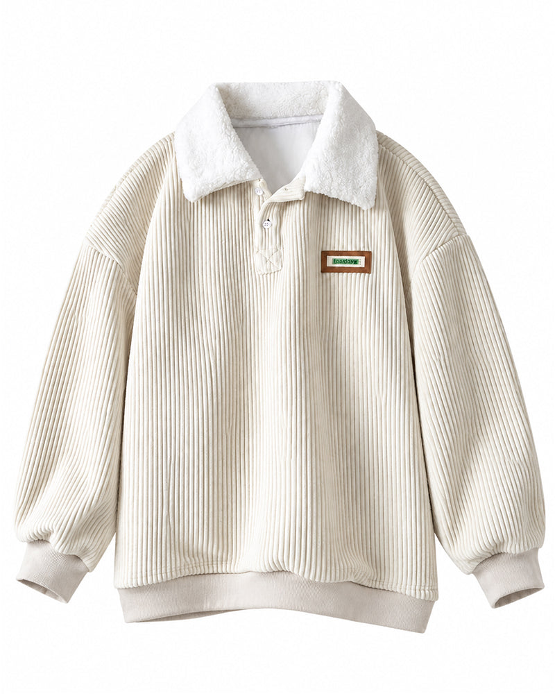 M-3XL Solid Color Lapel Pullover Sweater
