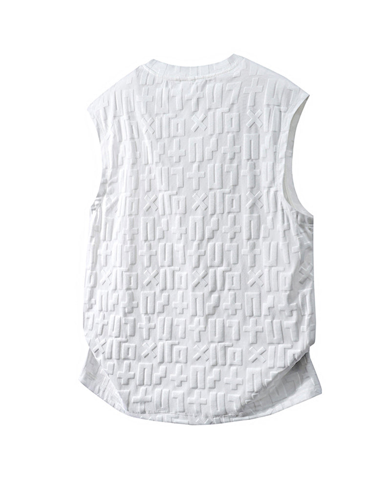 L-9XL Casual Sports Letter Jacquard Plaid Vest