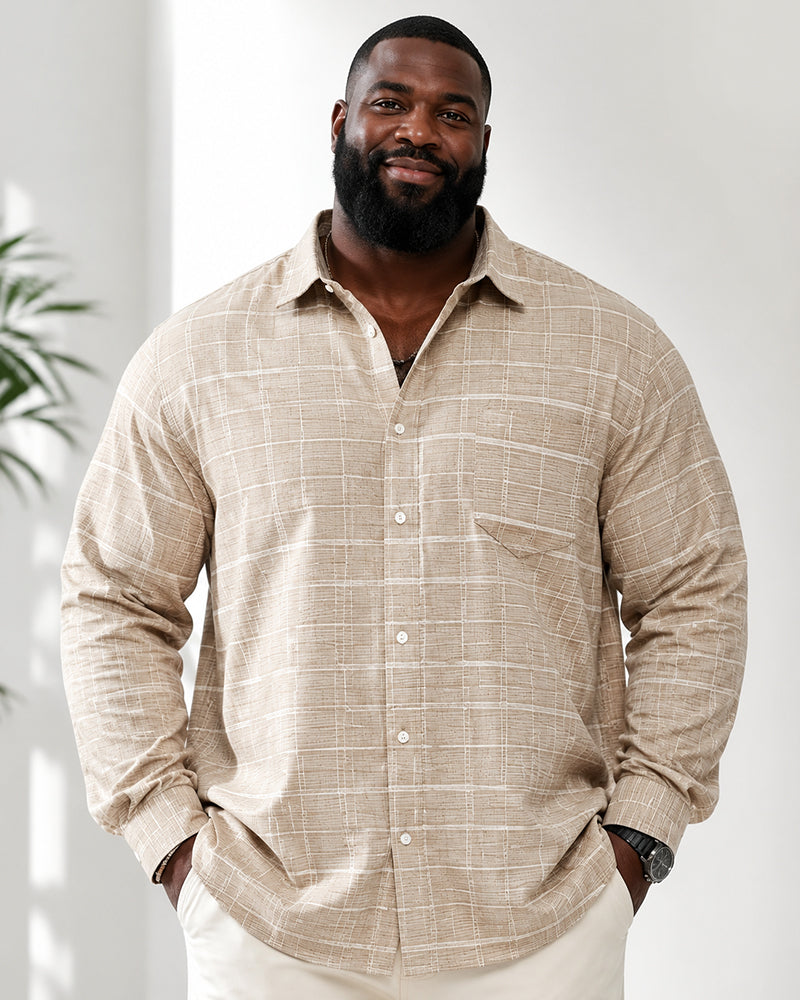 Big & Tall Men's Long Sleeve Printed Check Shirt