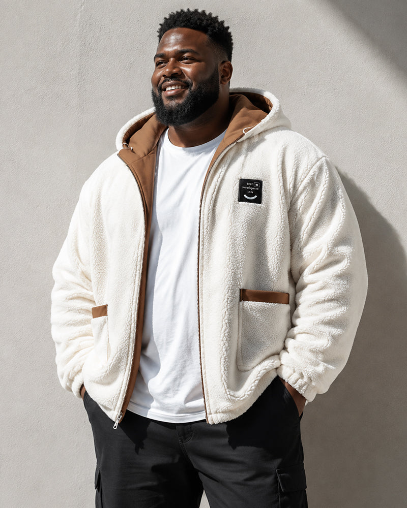 5XL-11XL Large Size Men's Fleece Hooded Jacket Windproof Double-Sided Wearing