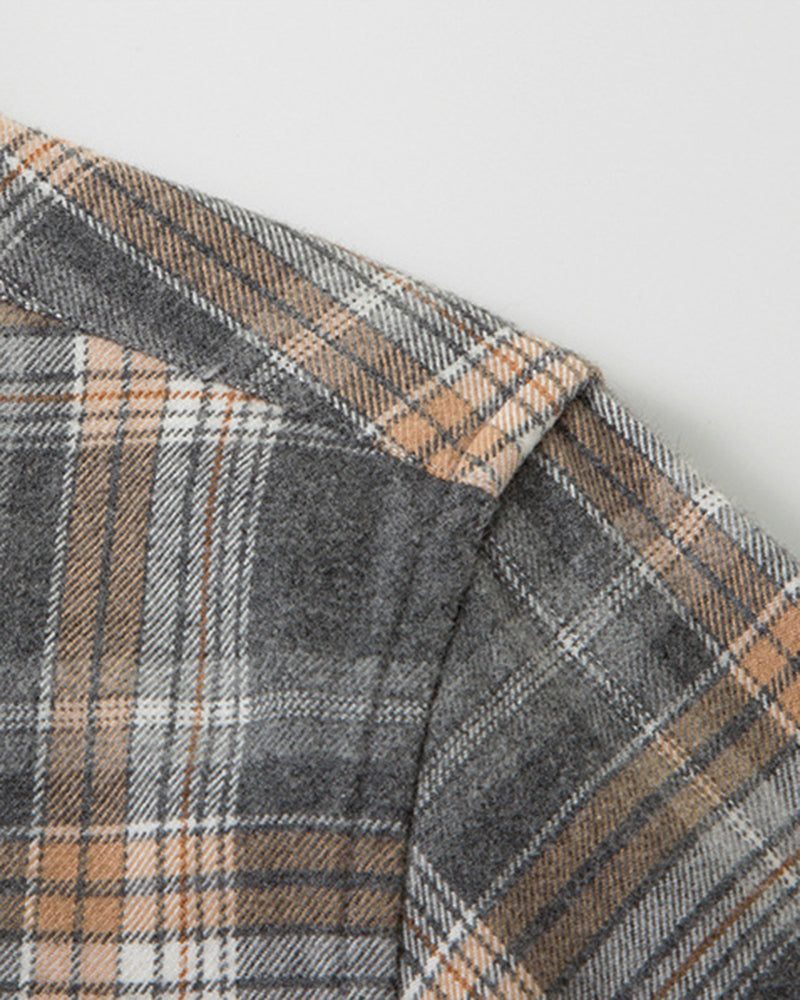 S-4XL Retro Casual Men's Check Shirt [cotton Sanding]]