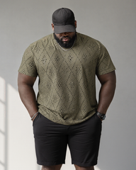 4XL-11XL Summer Hollow Texture Large Size T-shirt