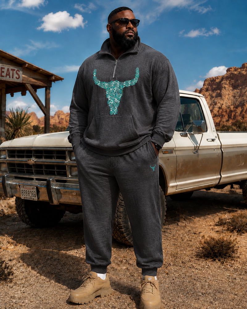 Big & Tall Men's Western Tau Print Half-Zip Sweat Set