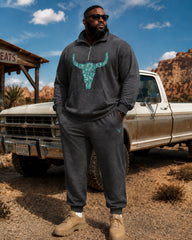 Big & Tall Men's Western Tau Print Half-Zip Sweat Set