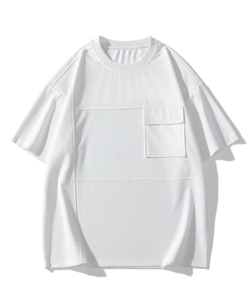 M-8XL Ice Silk Workwear Pocket Short-sleeved T-shirt